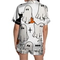 thumbnail image 4 of ChenYiFH Under $10 Halloween Pajama Sets For Women 2 Piece Pumpkin Print Shirts And Pajamas Shorts Button Down Short Sleeve Sleepwear White S, 4 of 5