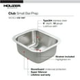 thumbnail image 3 of Houzer Club 13 in Stainless Steel Undermount Single Bowl Bar Sink with Strainer - CS-1307-1, 3 of 6
