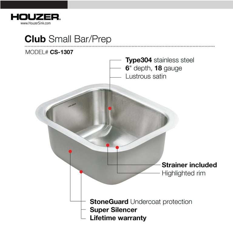 Club Series Undermount Stainless Steel 13 in. Single Bowl Kitchen Sink in Lustrous Satin Club Series Undermount Stainless Steel 13 in. Single Bowl Kitchen Sink in Lustrous Satin