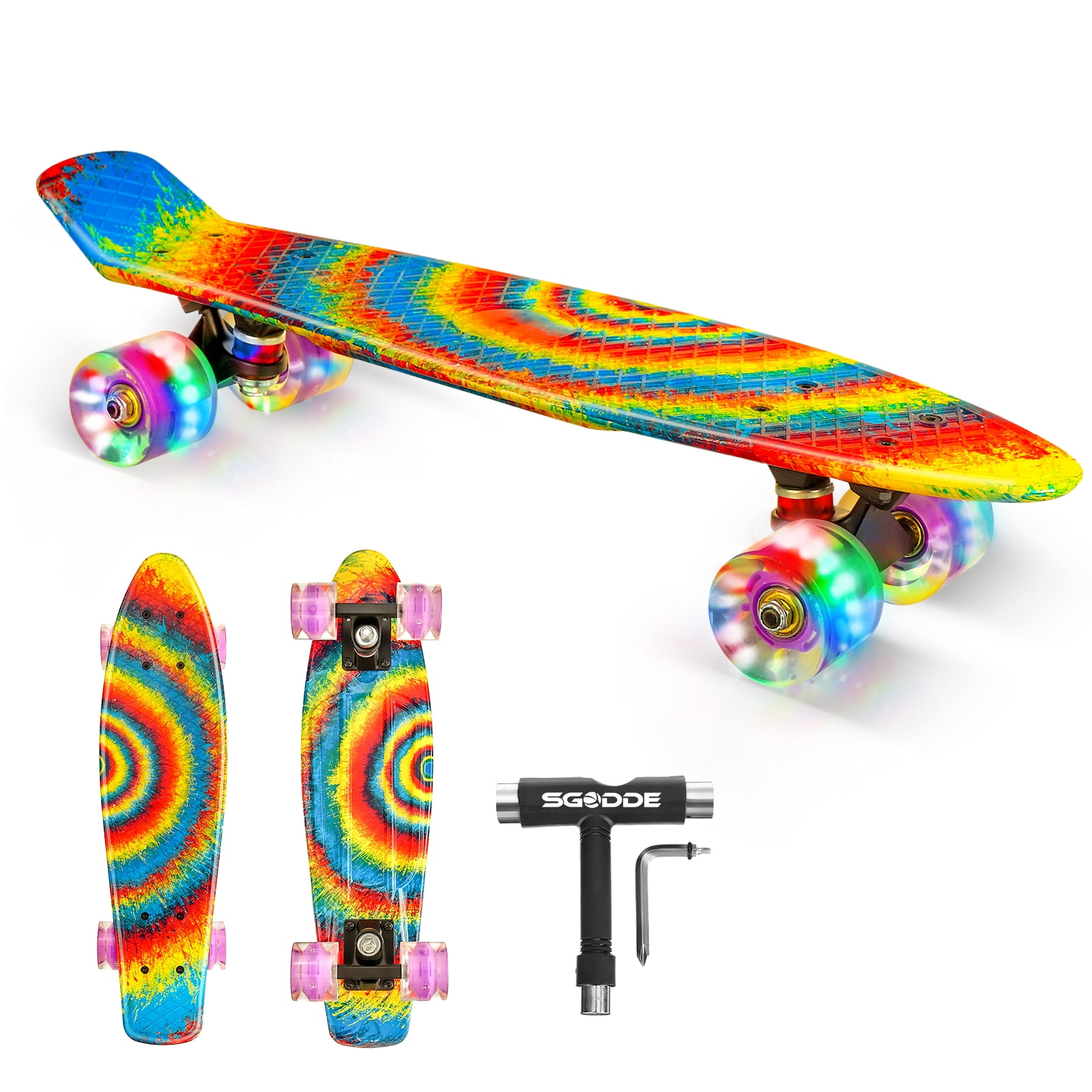 Complete Skate Boards Skateboard LED Wheels for Beginners Teens Girls Boys EL 