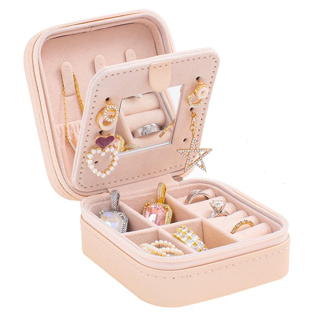 KElofoN Joyero y organizador de viaje con espejo - Regalo para mujeres y niñas