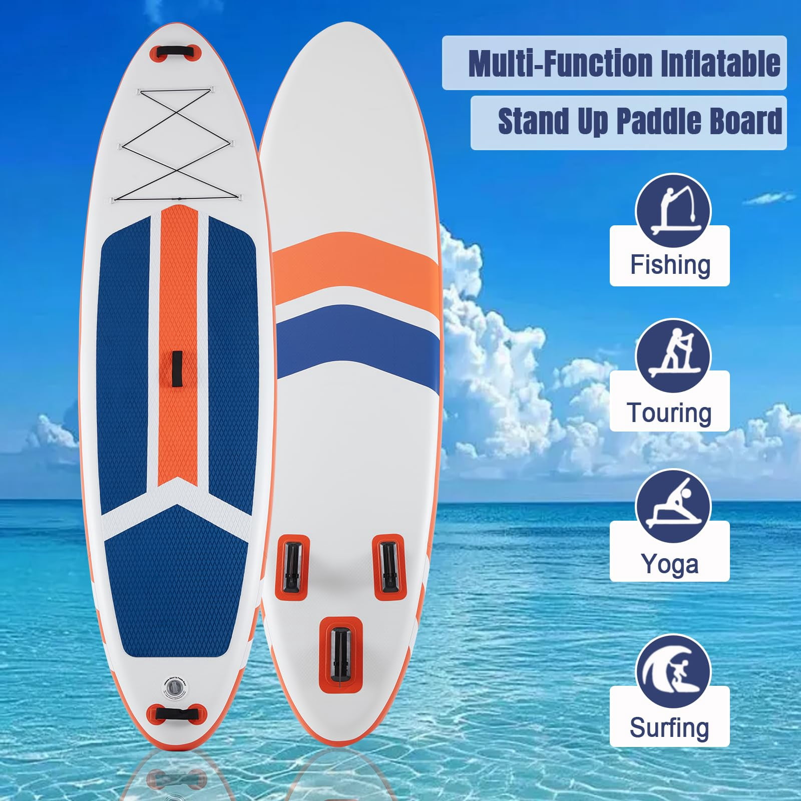 LIFERECORD Inflatable Stand Up Paddle Board 10.5ft with SUP Accessories, 2-in-1 Aluminum Paddle, Wide Stable Design Non-Slip Deck, Ultra Portable iSUP with Backpack for Adults Youth Beginners
