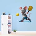 thumbnail image 2 of Watercolor Cartoon playing Tennis Animal Wall Art Sticker Designs Vinyl Stickers For Home House Walls Rooms Windows Bedroom Decoration Size (20x20 inch), 2 of 3
