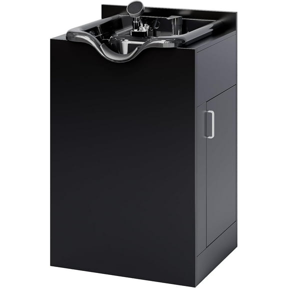 OmySalon Shampoo Bowl with Cabinet, Salon Wet Station with Sprayer Faucet Shampoo Cabinetry, Portable Hair Wash Sink for Beauty Spa Barber