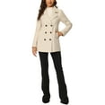 thumbnail image 2 of INSPIRE CHIC Women's Pea Coat Double-Breasted Notch Lapel Mid-Thigh Winter Coat M Beige, 2 of 6