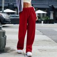thumbnail image 2 of Women's Wide Leg Sweatpants Drawstring Elastic Waist Loose Fit Solid Color Casual Straight Leg Lounge Pants with Pockets, 2 of 5