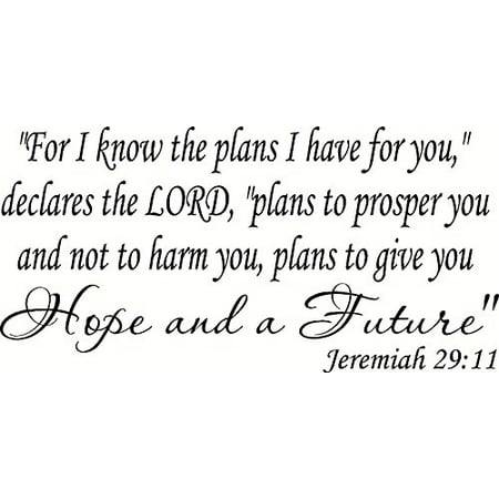 Inspirational Christian Art - Jeremiah 29:11 V3 Bible verse wall decal Vinyl Wall Art / Decal. Inspirational Christian Scripture Bible Verse Wall Art. Scripture Wall Decal