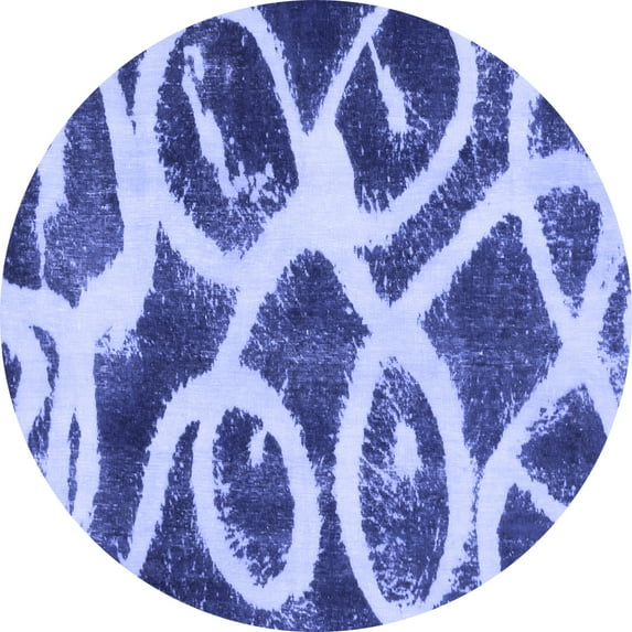 Ahgly Company Machine Washable Indoor Round Abstract Blue Modern Area Rugs, 3' Round