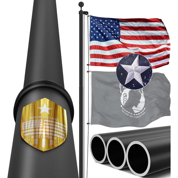20FT Heavy Duty Tapered Flag Pole Kit, 100MPH Tested Outside House