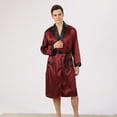 thumbnail image 3 of Kureaily Male Robe Satin Bathrobe With Shorts Set Pajamas Silky Kimono Robe Mens Sets Loungewea, 3 of 7