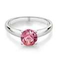 thumbnail image 2 of Gem Stone King 10K White Gold Solitaire Ring Set with 7mm Round Fancy Pink Zirconia (Size 6), 2 of 4