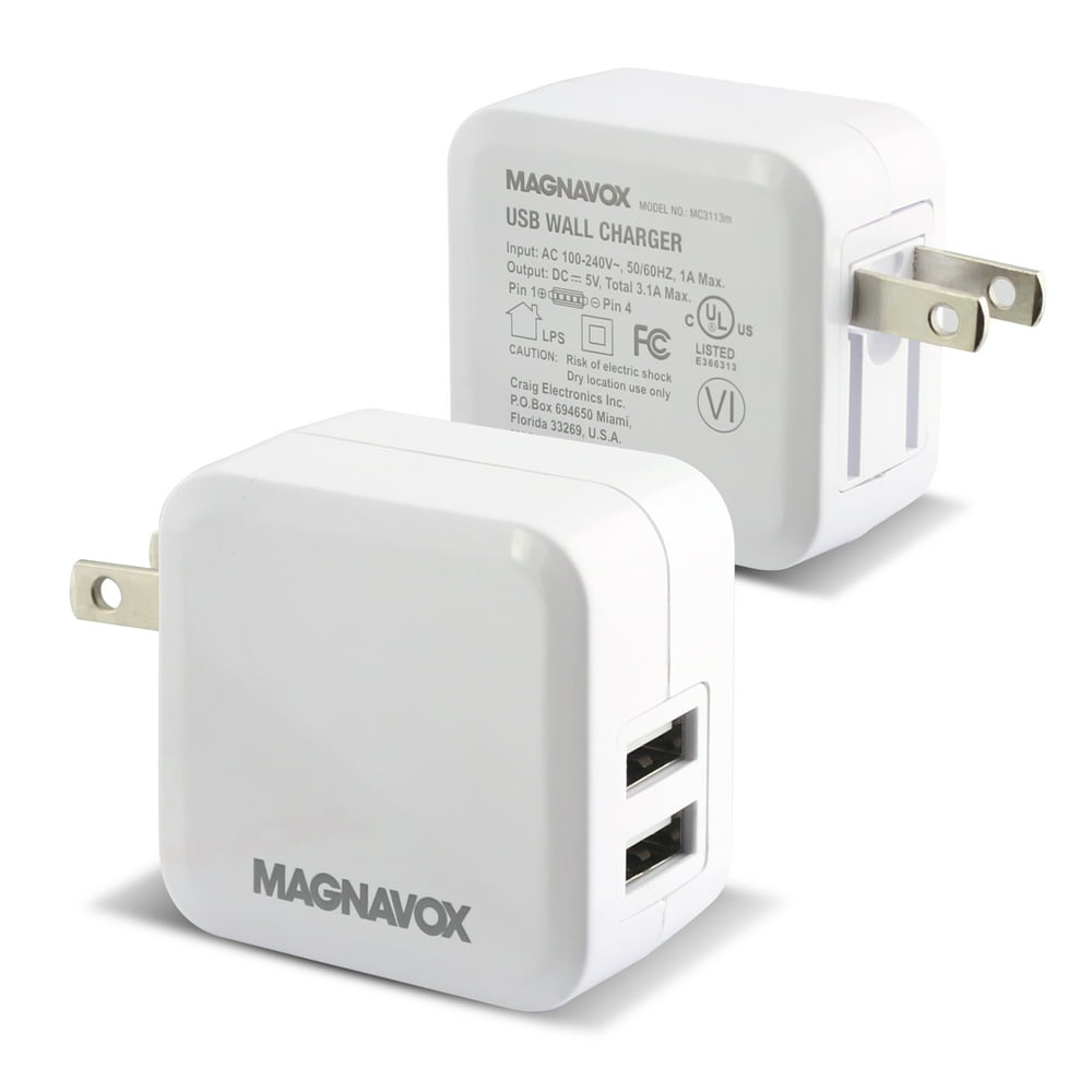 Magnavox Dual Port USB Wall Charger MC3113M