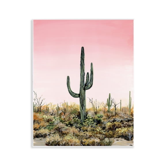 Stupell Industries Saguaro Glow Cactus Wall Plaque Art design by Georgie Harrison, 14 x 11