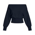 thumbnail image 4 of Bxsruta Womens Off Shoulder Tops Long Sleeve Banded Waist Blouses Casual Pullover, 4 of 6