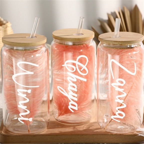 Clear Glass Cups with Lids and Straws for Gift, Business, Drinking glasses set, Iced Coffee Cup, Cute Aesthetics Tumbler for Tea, Homemade Drinks