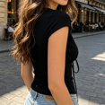 thumbnail image 5 of V Neck Tops for Women Slim Fit Blouse Short Sleeve Top 2026 Fashion Casual Summer Daily Wear Outfits by Yigetop Black L, 5 of 7