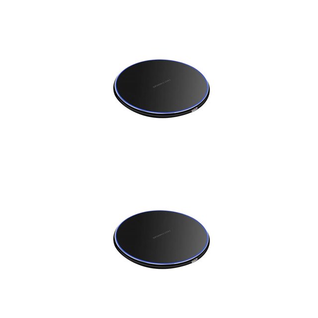 Monstrate de teléfono inalámbrico rápido de 10 W para iPhone, almohadilla de carga inalámbrica portátil para teléfono móvil, estera redonda negro 2piezas