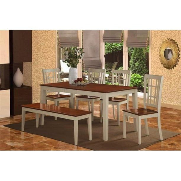 East West Furniture Nico6 Whi W 6 Piece Dining Room Set For 4