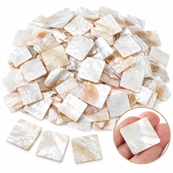 50 Pieces Square Shell Mosaic Tiles for DIY Crafts and Home Decoration, Made of Natural Shell Material, Ideal for Crafts and Home Decoration