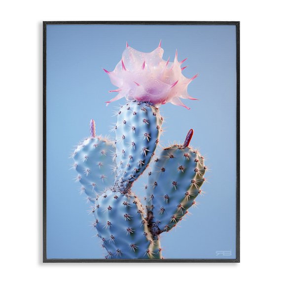 Stupell Industries Contemporary Pink Budding Cactus Flowers Black Framed Giclee Art, 11 x 14, by RB