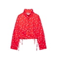 thumbnail image 3 of TGSLY Polka Dot Cropped Jacket for Women Lightweight Soft Stand Collar Long Sleeve Coat Side Adjustable Drawstring Ruched Hem Outerwear Jacket XS, 3 of 7