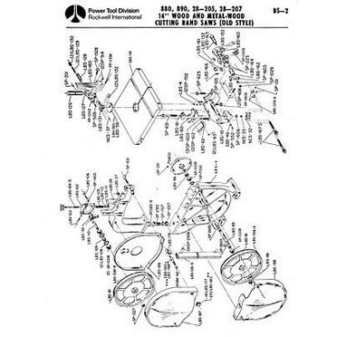 Delta Rockwell No. 880, No. 890, No. 28-205 & No. 28-207 14" W/M Band Saw REPRINT