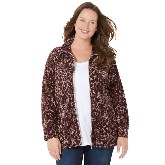 Catherines Women's Plus Size Cozy Velour Jacket