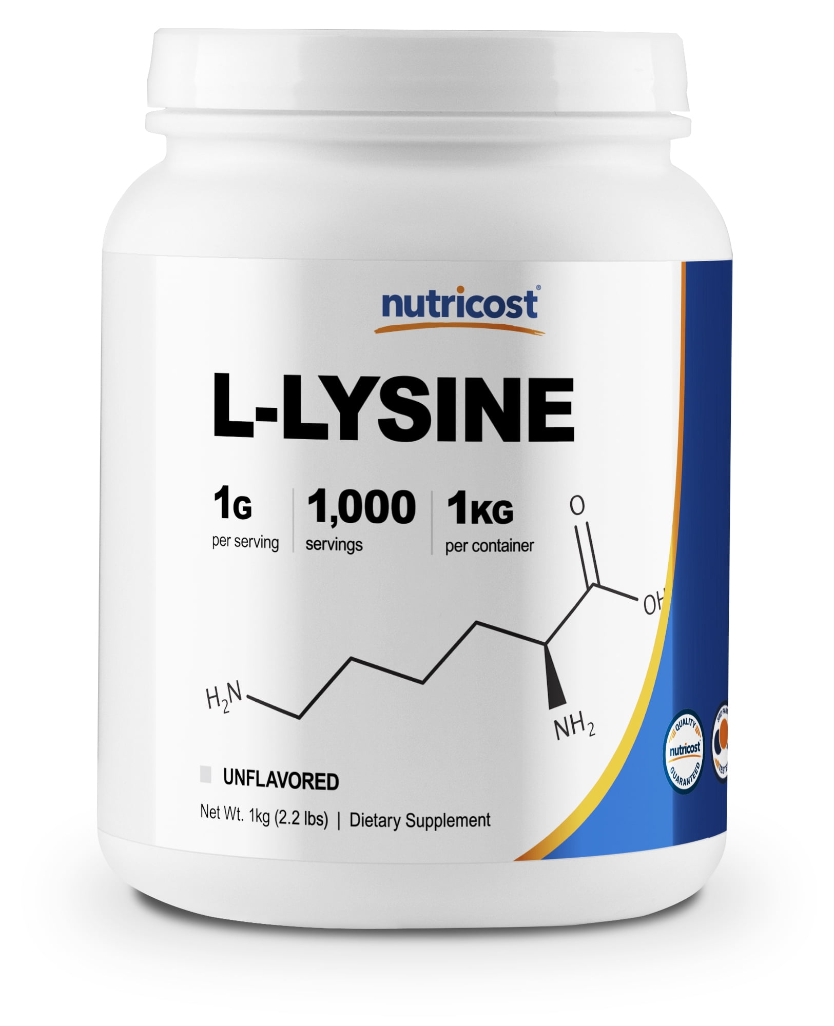 Nutricost LLysine Powder 1KG (2.2lbs) LLysine, NonGMO, Gluten Free