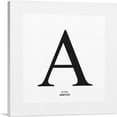 thumbnail image 1 of ARTCANVAS Modern Black and White Gray Serif Alphabet Letter A Canvas Art Print - Size: 12" x 12" (0.75" Deep), 1 of 9