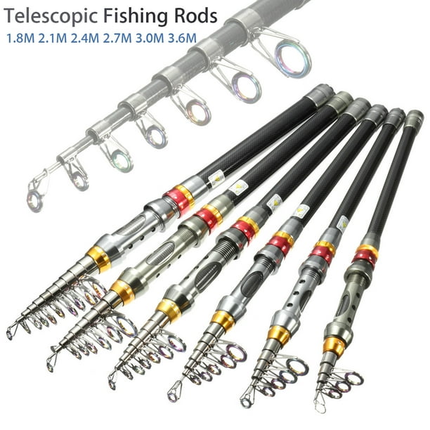 Collapsible Carbon Fiber Ultra-light Telescopic Fishing Rod With Colorful  Guide Ring Sea Rock Spinning Pole 1.8-3.6Meters 