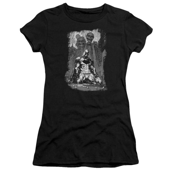 Batman Sketchy Shadows S/S Junior Women's T-Shirt Sheer Black