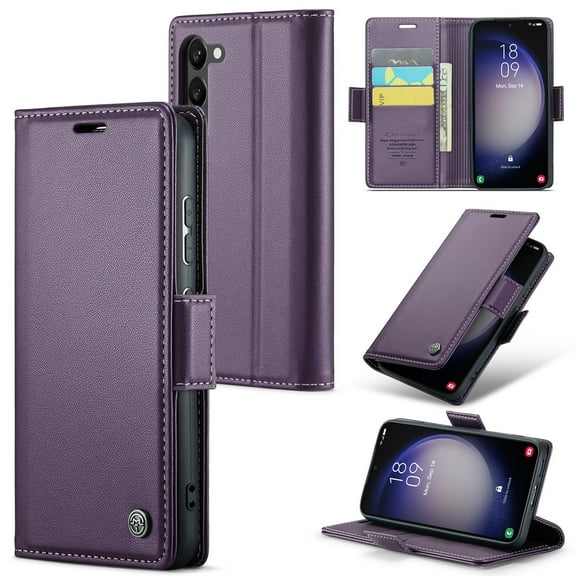 Wallet Case for Samsung Galaxy S25 FE, RFID Blocking Magnetic Clasp Shockproof Cover, Premium PU Leather Flip Case with Credit Card Holder Kickstand for Samsung Galaxy S25 FE, Purple