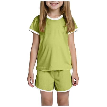 Yammkia Toddler Girls Outfit Sets Baby Girl Outfit Toddler T Shirt Shorts 2pcs Set Matching Suit Boy Summer Clothes for 12M Green