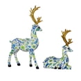 thumbnail image 2 of Baoblaze 2 Pieces Reindeer Statues Animal Sculptures Collection Desktop Table Centerpiece Blue, 2 of 8