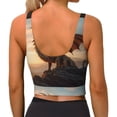 thumbnail image 3 of Lsque Sky Sunset Bronze Dragon Printed Women'S Sports Bra, Compression, Moisture Wicking, High-Impact Sports Bra For Women,Supportive sports bra-Medium, 3 of 9