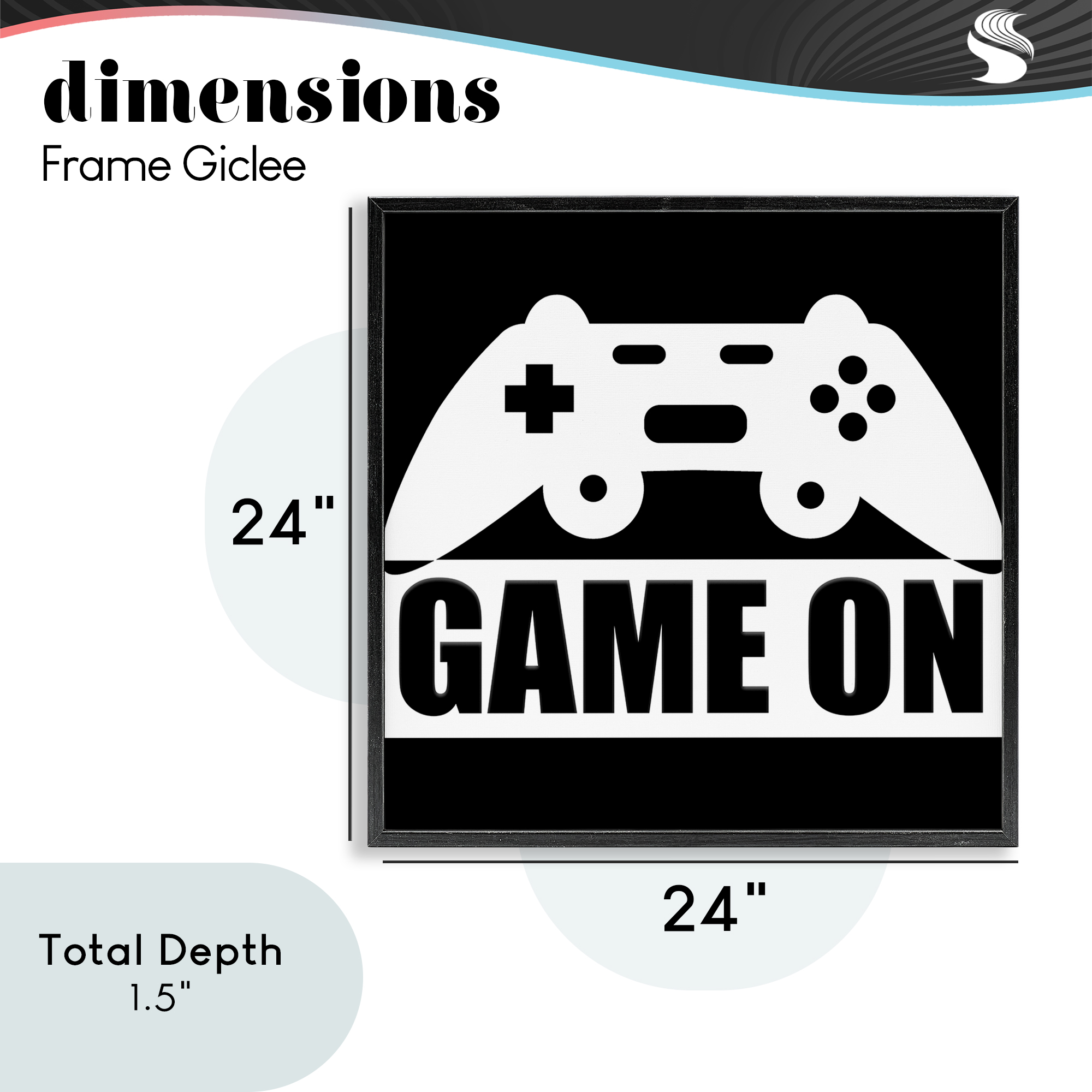 Game On Retro Black & White Black Framed Giclee Art, design by Kim Allen