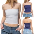 thumbnail image 4 of Biekopu Women Summer Tube Tops, Basic Strapless Solid Color Stretchy Bandeau Crop Tops,Casual Street Wear,S/M/L, 4 of 4