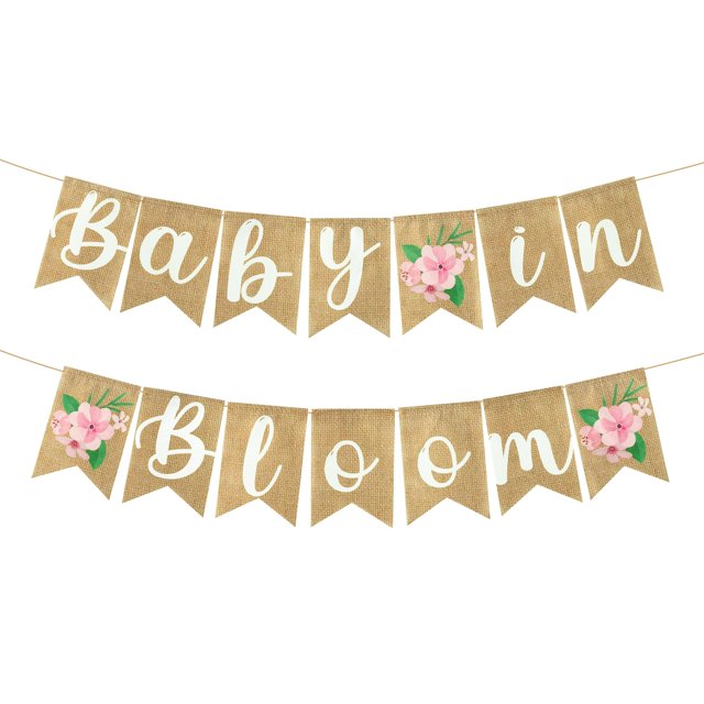 Angolio 2 Pancartas Florales De Arpillera Para Baby Shower, Decoración Para Colgar En La Pared, Diseño Floral Con Cuerda Para Baby Shower, Pancarta Colgante Para Decoración De Fiestas Temáticas, Decor
