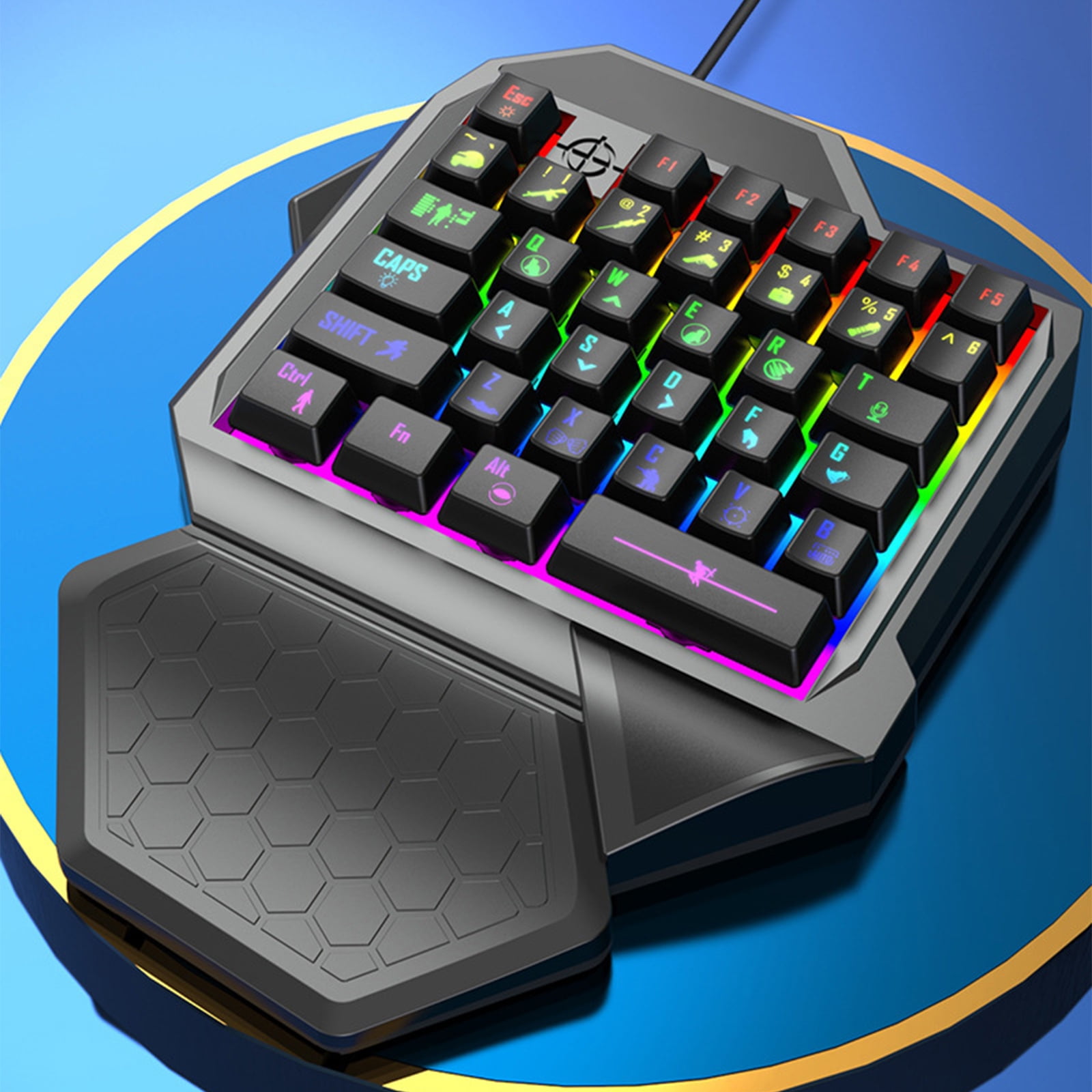 Single Handed Gaming Keyboard Small Gaming Keypad Ergonomic LED 35 Keys Portable Game Controller for PC Desktop Accessories