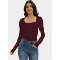 thumbnail image 4 of Womens Square Neck T Shirts Long Sleeve Tops Fitted Tees, 4 of 6