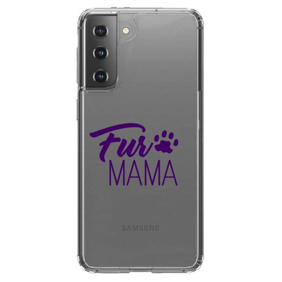 DistinctInk Clear Shockproof Hybrid Case for Galaxy S21  PLUS 5G (6.7" Screen) - TPU Bumper Acrylic Back Tempered Glass Screen Protector - Fur Mama - Dog Paw