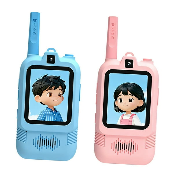 2 walkie-talkies con vídeo para niños, miniintercomunicador de dibujos animados, regalo para niños y niñas, año Nuevo, .
