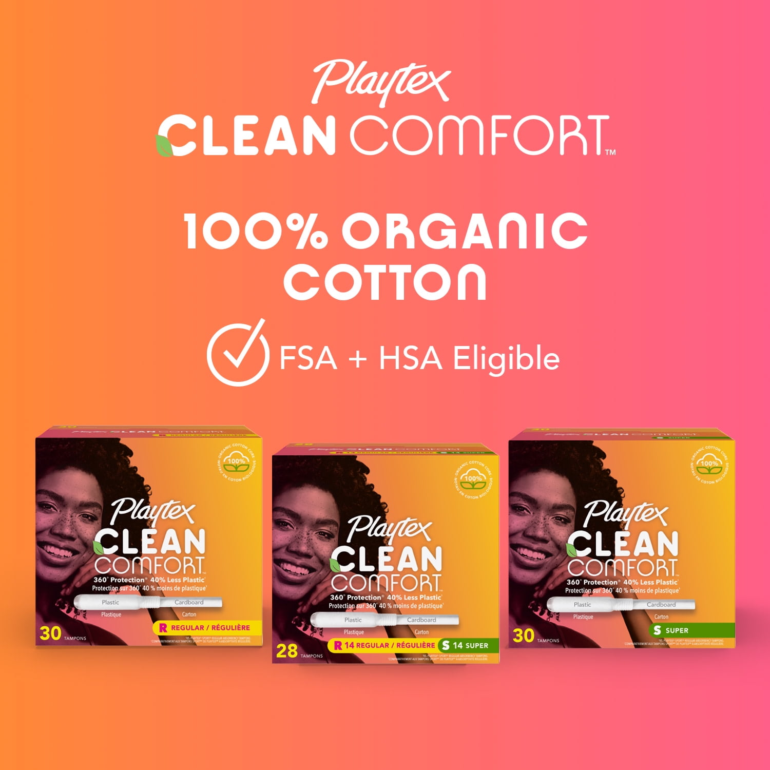 Playtex Clean Comfort Tampons, Regular Absorbency, 30 Count