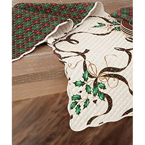 Choice of Size Lenox Linens Holiday Tablecloth or Napkins Cutout Holly Berry