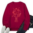 thumbnail image 3 of Cnbwig Pullover Sweatshirt Ladies Tops Graphic Lobster Claw Printed Sweatshirt Cute Funny Hoodless Long Sleeve Crewneck Top Hooded Sweaters Winter Clothes A12-Red XXL, 3 of 3
