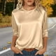 thumbnail image 2 of RKSTN 3/4 Length Sleeve Womens Satin Tops Oversized Crewneck Satin Silk T Shirts Blouses Womens Casual Solid Plus Size Round Neck Loose Fits Three Quarter Sleeve Shirt Spring Summer Clothes, 2 of 10