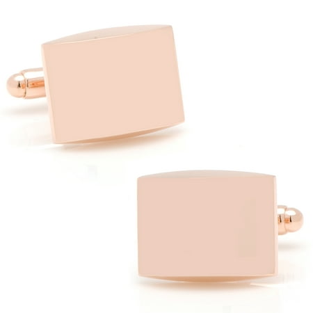 Ox and Bull Stainless Steel Curved Rose Gold-Tone Engravable Fashion Cufflinks