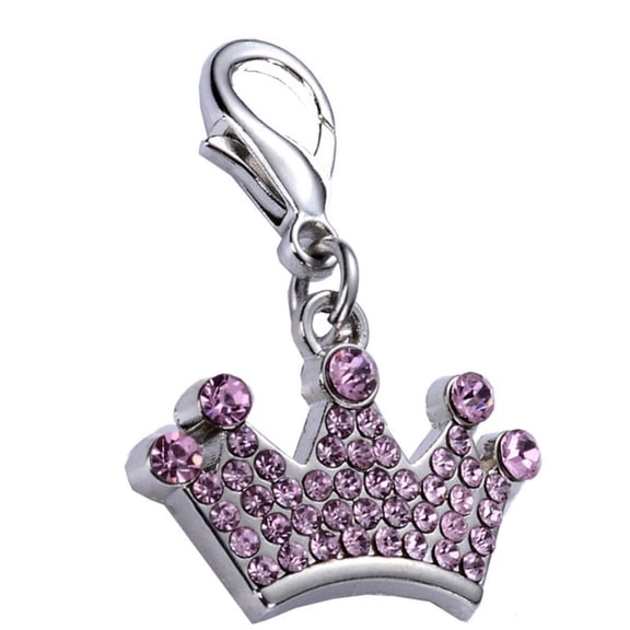 Bling Rhinestone Crown Charm Pendant for Pet Dog Cat Necklace Collar, Fashion Sparkling Jewelry Accessory for Small Medium Large Dogs Cats Pet Collar Decoration