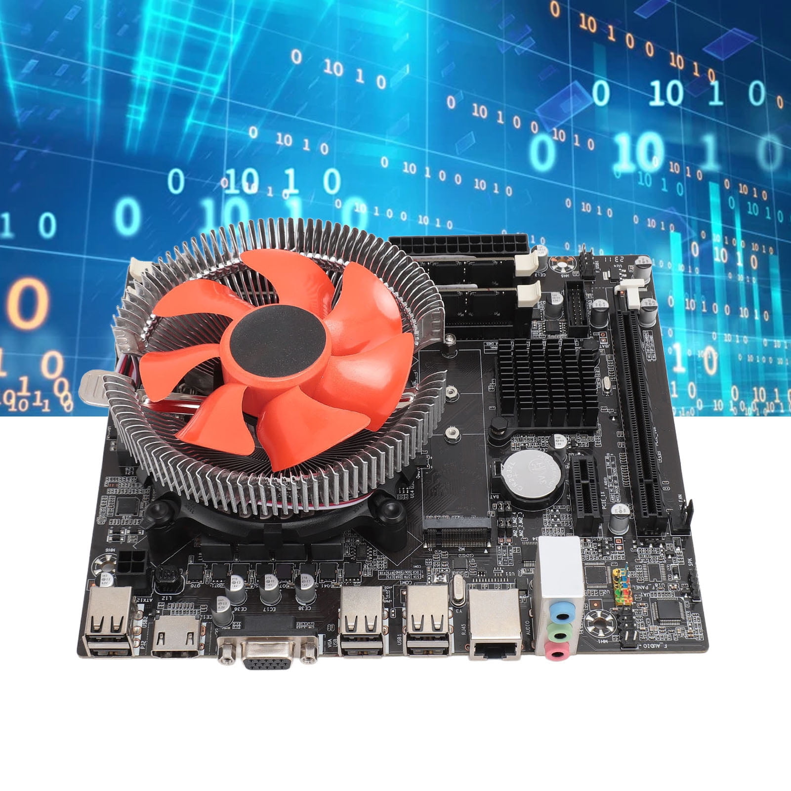 Computer Motherboard, PCIe X16 8G SSD Dual Channel DDR3 Desktop Motherboard LGA 1156 with Cooling Fan for Replacement