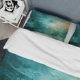 thumbnail image 4 of Designart "Blue Oasis III" Abstract Landscape Bedding Covert Set - Abstract Landscapes Teal Landscapes Bed Set With 2 Shams, 4 of 6